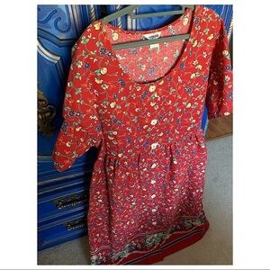 Vintage Yakko Red Floral Maxi Dress Large Y2K 90s